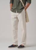 Light Cream Linen Relaxed Fit Trouser