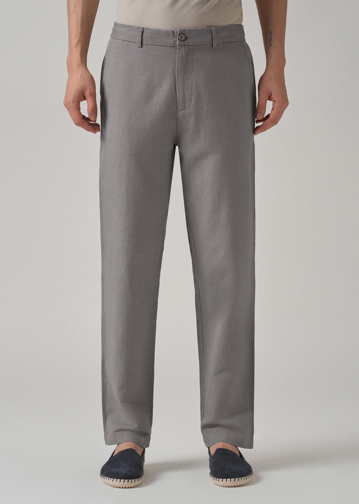 Light Grey Linen Relaxed Fit Trouser