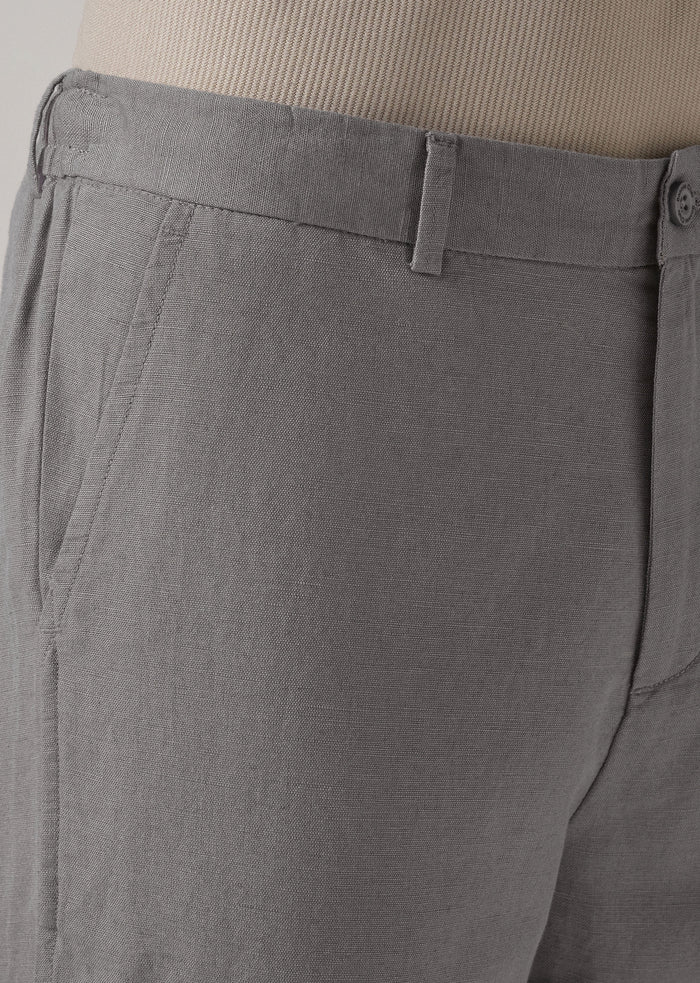 Light Grey Linen Relaxed Fit Trouser