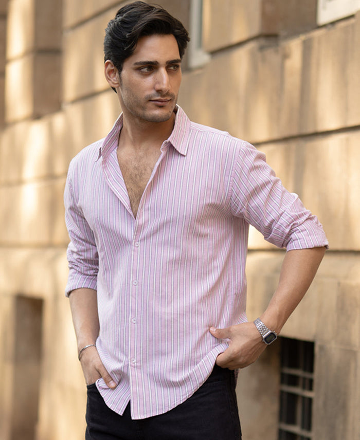 Light Pink Oxford Stripe Shirt 100% Cotton