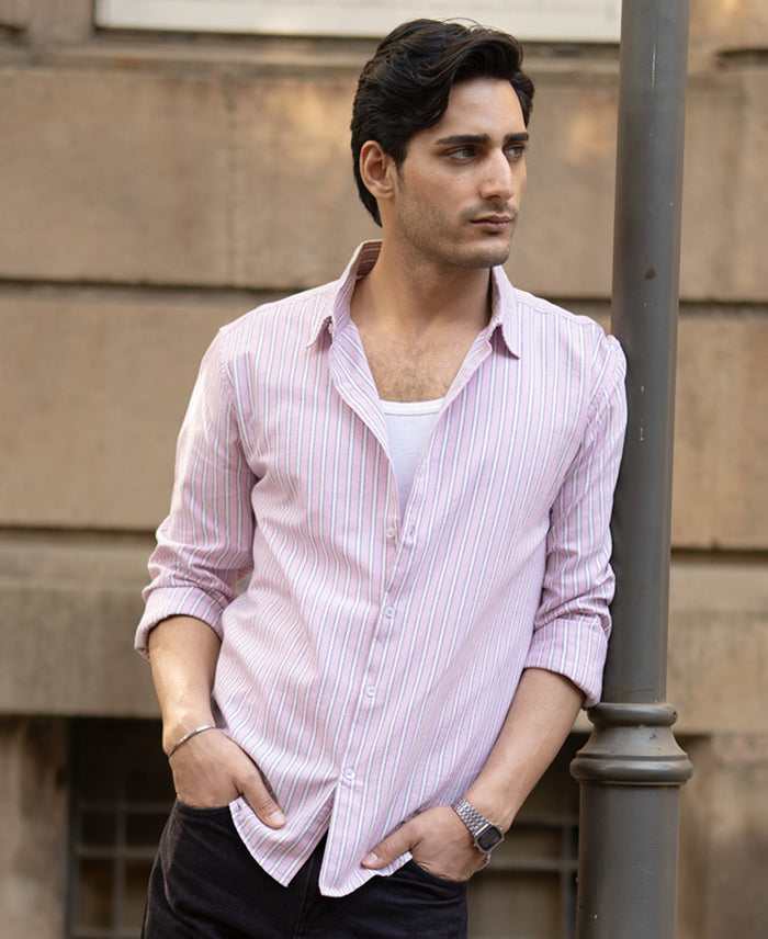 Light Pink Oxford Stripe Shirt 100% Cotton