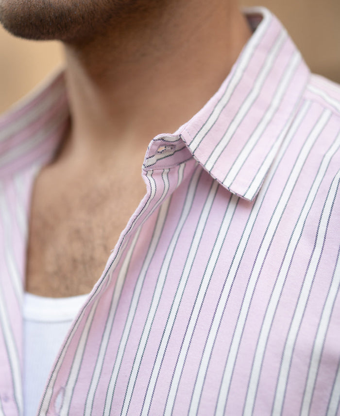 Light Pink Oxford Stripe Shirt 100% Cotton