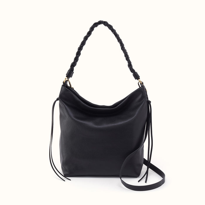 Lindley Hobo In Smooth Leather - Black- FOL