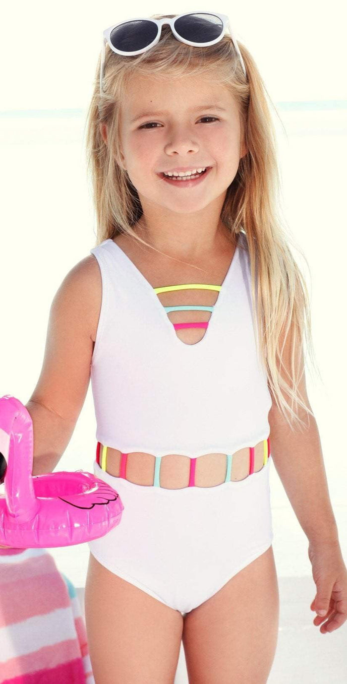 Little Peixoto Girls Jade One Piece Swimsuit in White 51706-S18: