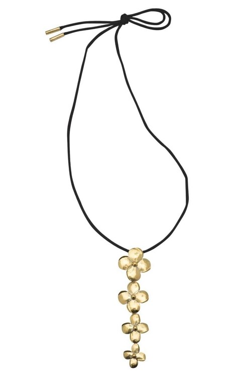 Long Brass Flower Necklace