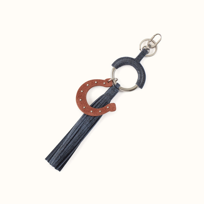 Lucky Tassel Fob in Buffed Leather - Indigo Sky- FOL