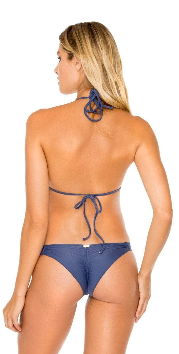 Luli Fama Cosita Buena Strappy Brazilian Ruched Back in Blue L17620 499: