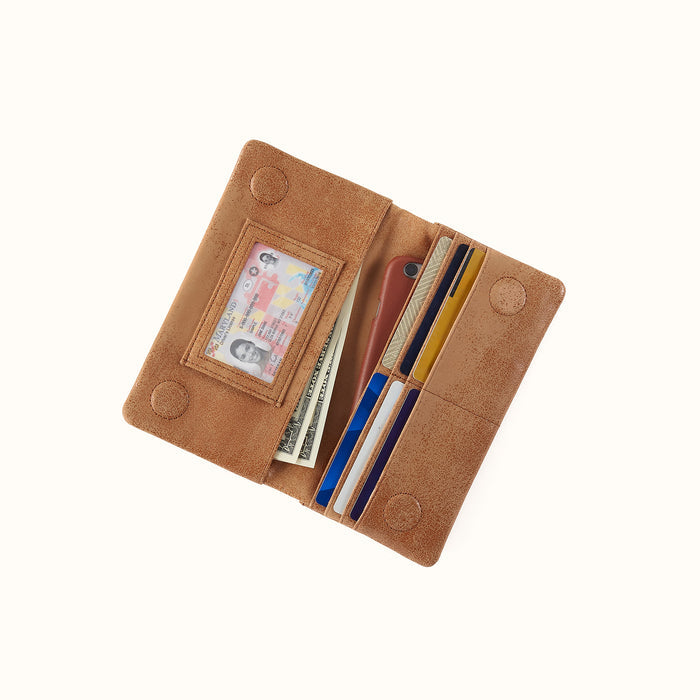 Lumen Continental Wallet In Buffed Leather - Whiskey