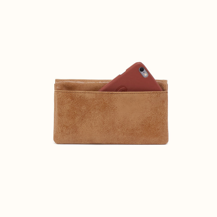 Lumen Continental Wallet In Buffed Leather - Whiskey