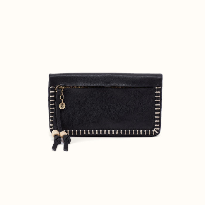 Lumen Continental Wallet In Cloud Leather - Black- FOL