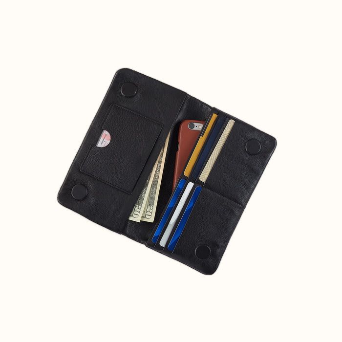 Lumen Continental Wallet In Cloud Leather - Black