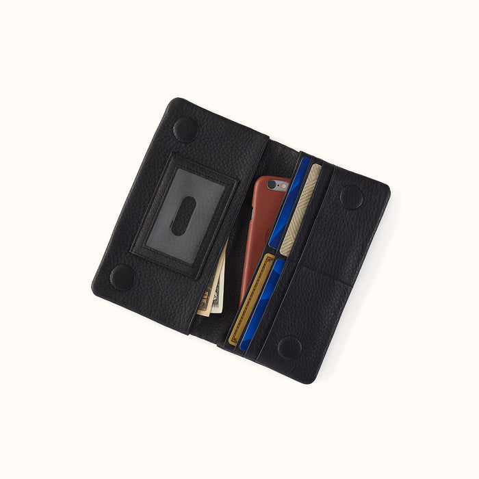 Lumen Continental Wallet In Pebbled Leather - Black