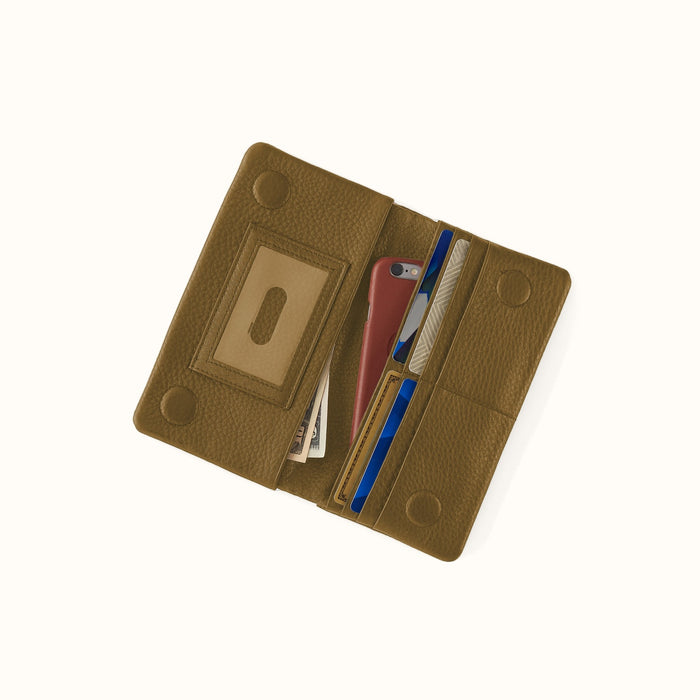 Lumen Continental Wallet In Pebbled Leather - Sunlit Sage