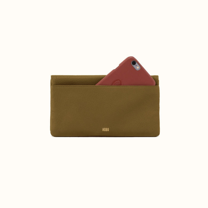 Lumen Continental Wallet In Pebbled Leather - Sunlit Sage
