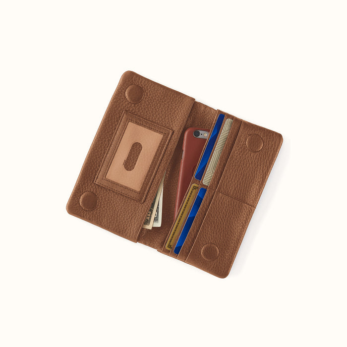 Lumen Continental Wallet In Pebbled Leather - Timber Brown