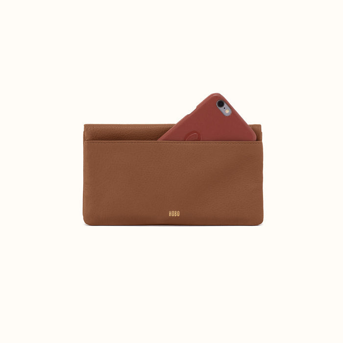 Lumen Continental Wallet In Pebbled Leather - Timber Brown