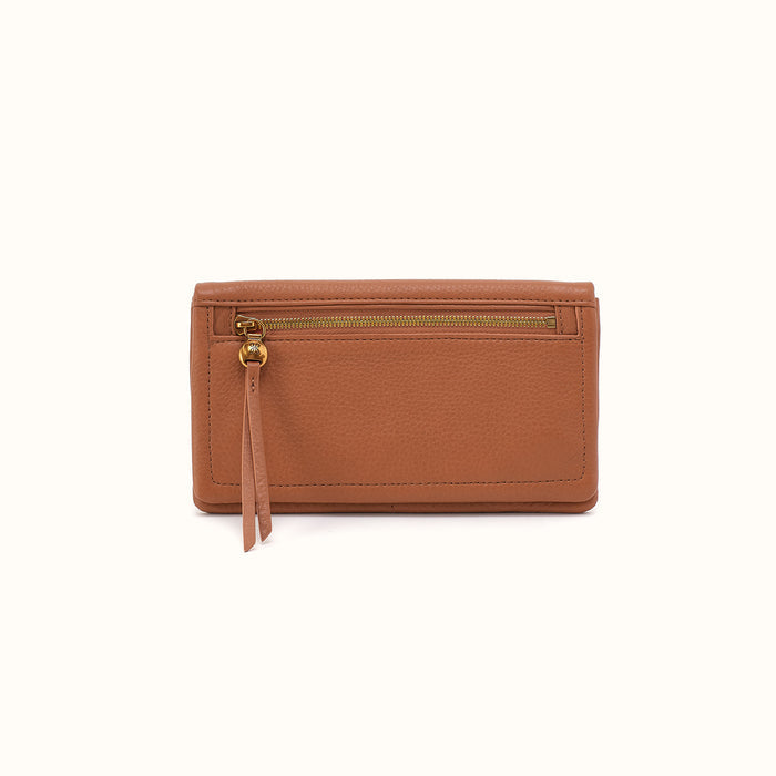 Lumen Continental Wallet In Pebbled Leather - Warm Honey- FOL