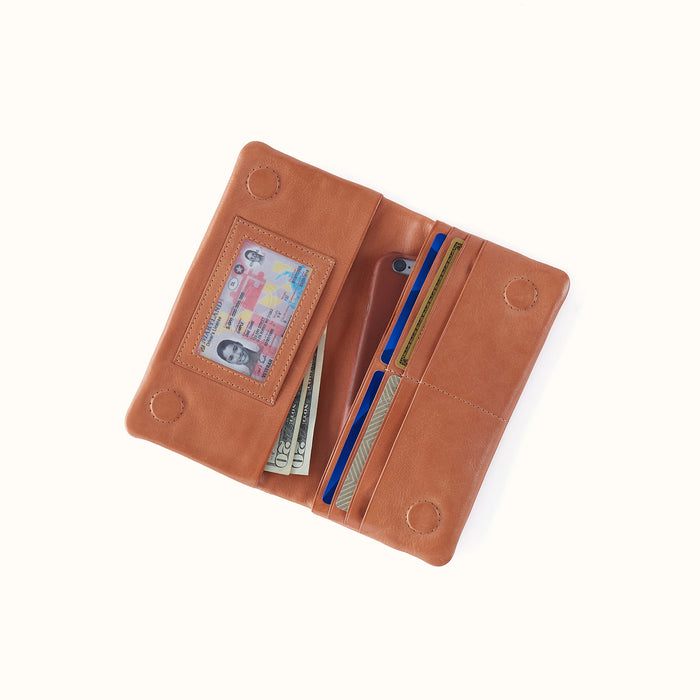Lumen Continental Wallet in Washed Leather - Harvest Wheat