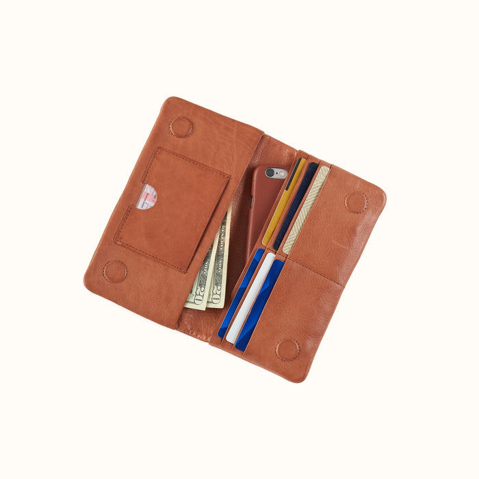 Lumen Continental Wallet in Washed Leather - Harvest Wheat