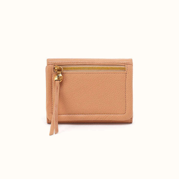 Lumen Medium Bifold Compact Wallet in Pebbled Leather - Sandstorm- FOL