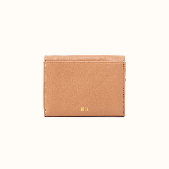 Lumen Medium Bifold Compact Wallet in Pebbled Leather - Sandstorm