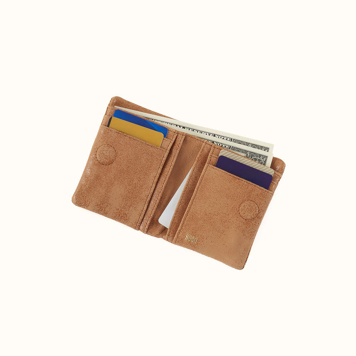 Lumen Mini Wallet In Buffed Leather - Whiskey