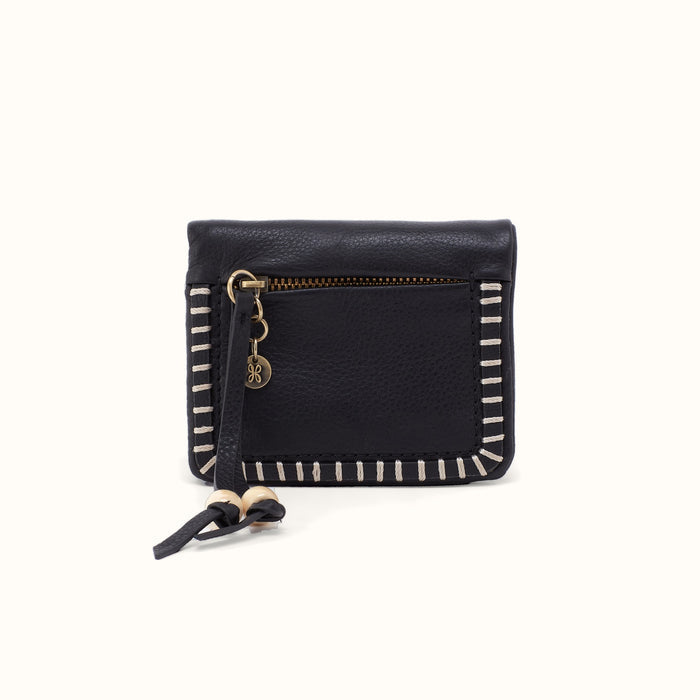 Lumen Mini Wallet In Cloud Leather - Black- FOL