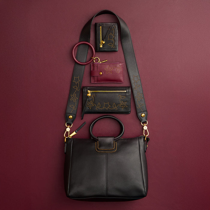 Ring Credit Card Wristlet in Pebbled Leather - Mulberry Glaze