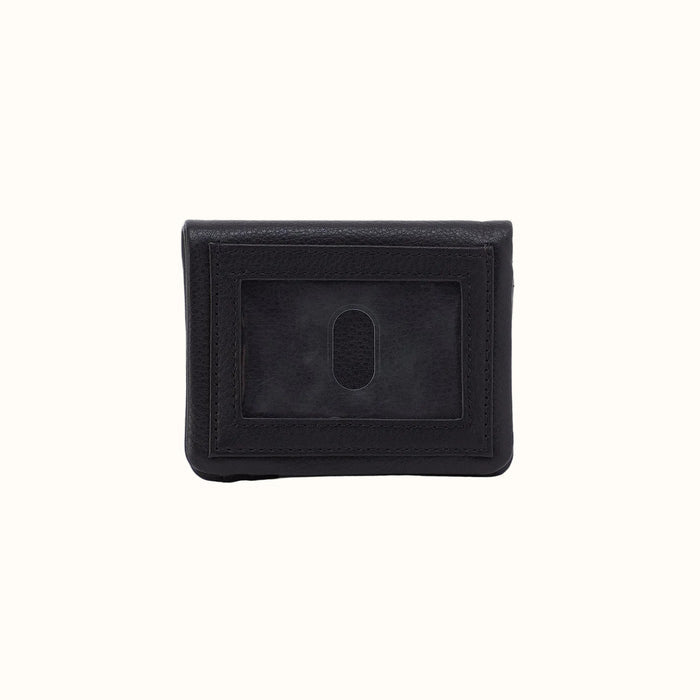 Lumen Mini Wallet in Pebbled Leather - Black With Studs