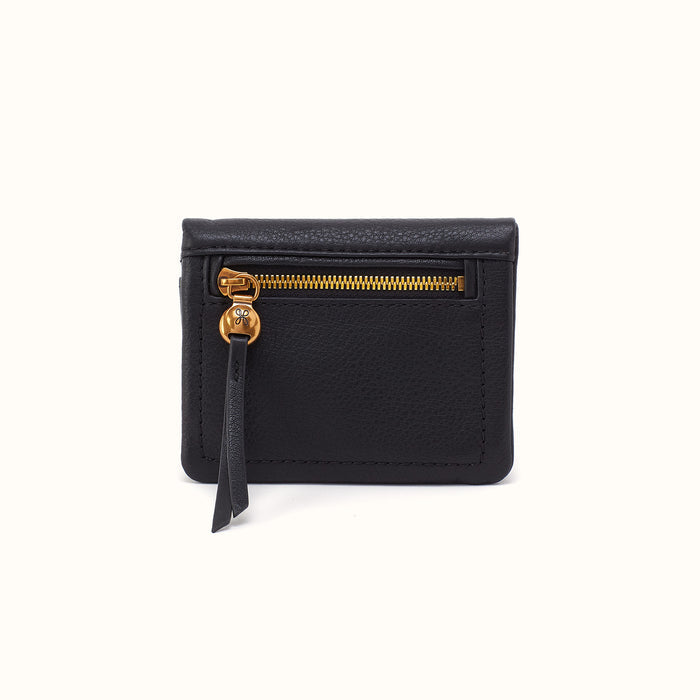 Lumen Mini Wallet In Pebbled Leather - Black