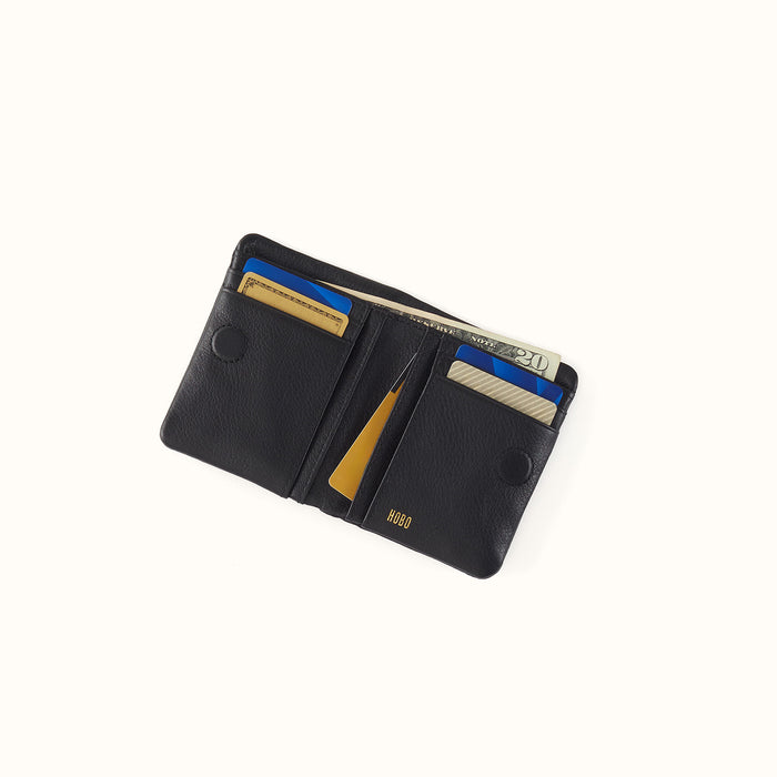 Lumen Mini Wallet In Pebbled Leather - Black