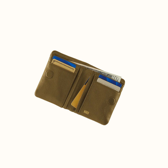 Lumen Mini Wallet In Pebbled Leather - Sunlit Sage