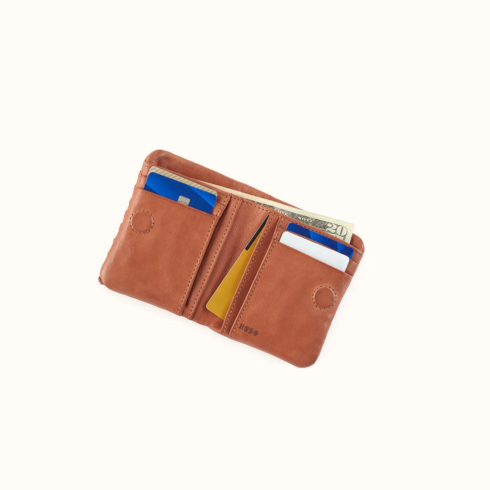 Lumen Mini Wallet in Washed Leather - Harvest Wheat