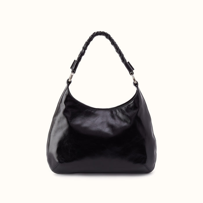 Madison Shoulder Bag In Polished Leather - Black