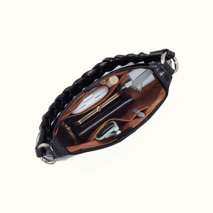 Madison Shoulder Bag In Polished Leather - Black