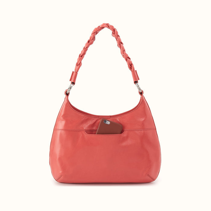 Madison Shoulder Bag In Polished Leather - Pink Mirage