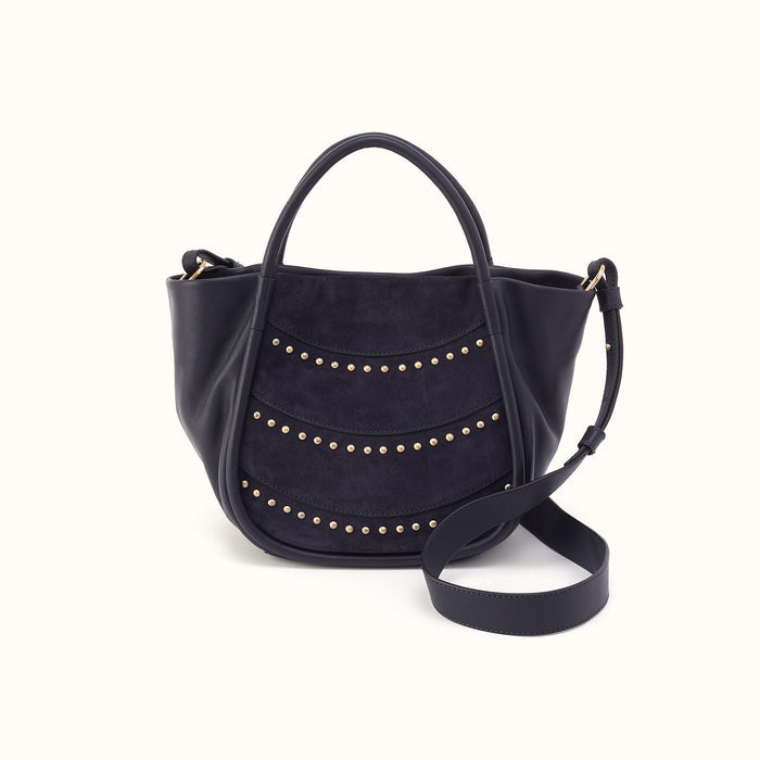 Margot Satchel In Smooth Leather - Navy- FOL