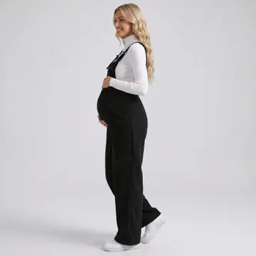Maternity Corduroy Overall Jumpsuit with Adjustable Straps and Wide Leg Fit