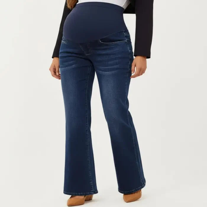 Maternity Flare Jeans with Full Over Belly Panel