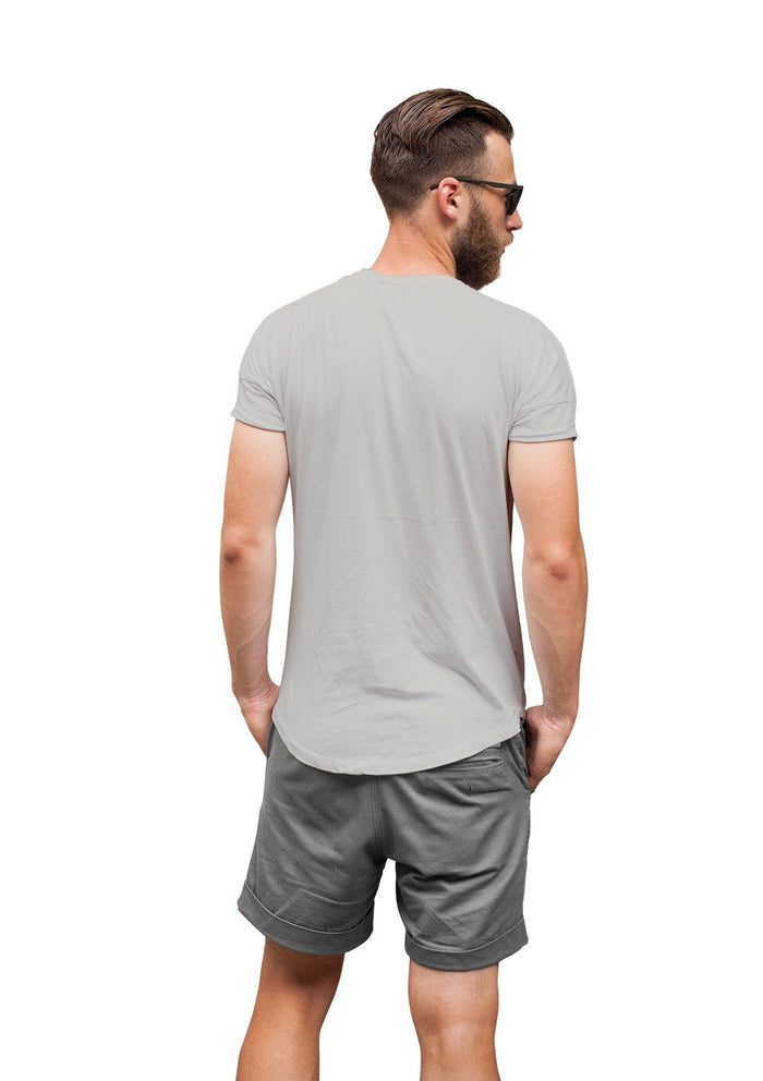mens gray classic fit t-shirt short sleeve crew neck  airlume cotton back lifestyle images