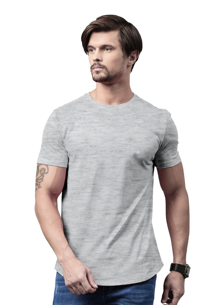 mens gray classic fit t-shirt short sleeve crew neck heather airlume cotton lifestyle image