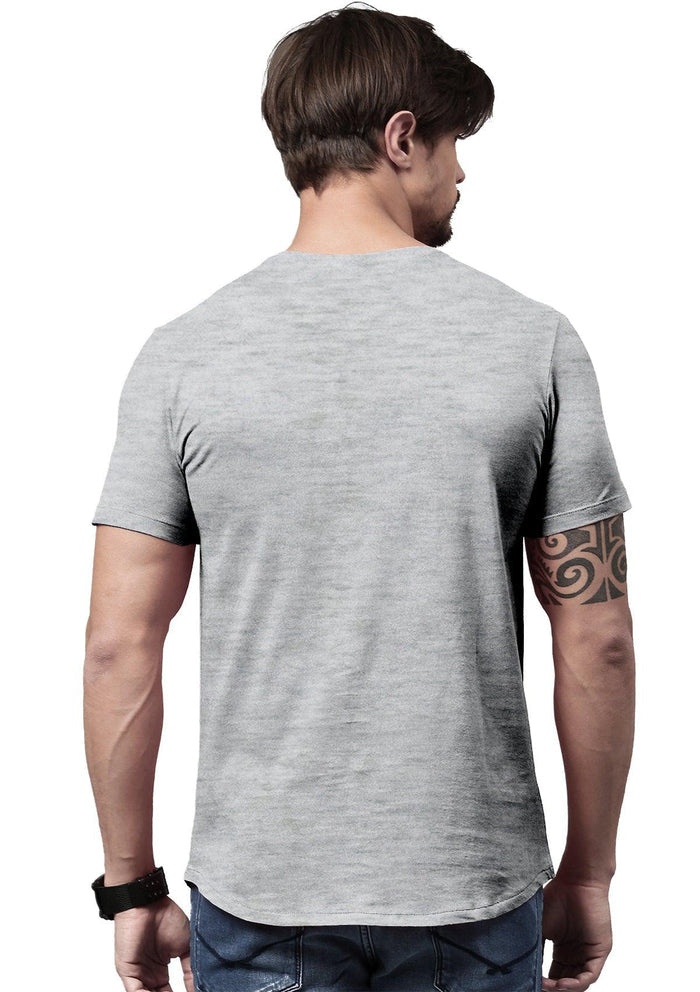 mens gray classic fit t-shirt short sleeve crew neck heather airlume cotton back lifestyle image