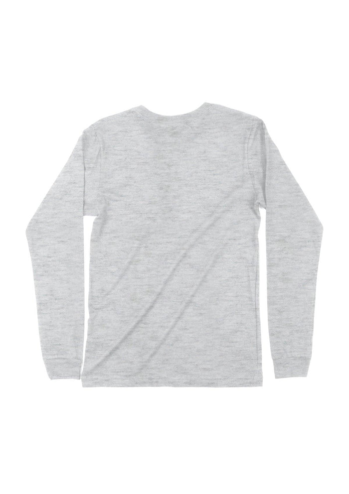 mens gray classic fit t-shirt long sleeve crew neck heather airlume cotton back flat image