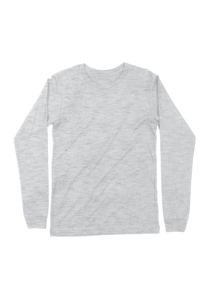 mens gray classic fit t-shirt long sleeve crew neck heather airlume cotton front flat image