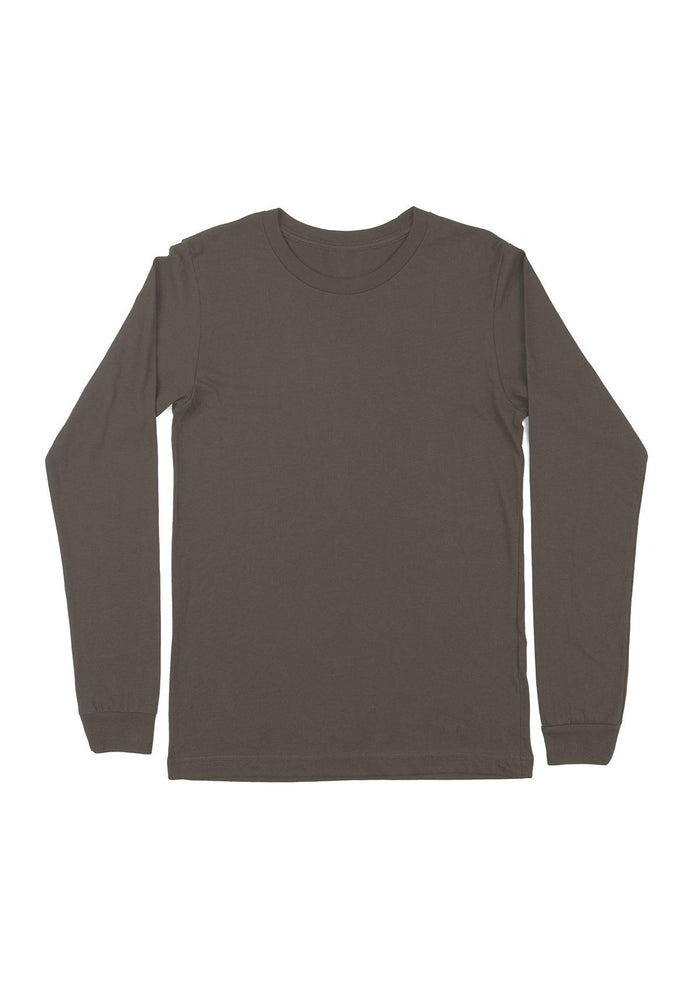 mens gray asphalt classic fit t-shirt long sleeve crew neck airlume cotton front flat image