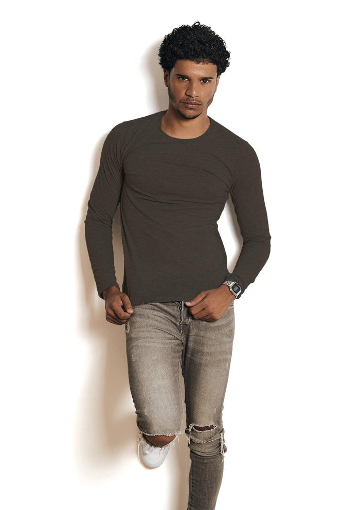 mens gray asphalt classic fit t-shirt short sleeve crew neck airlume cotton lifestyle image