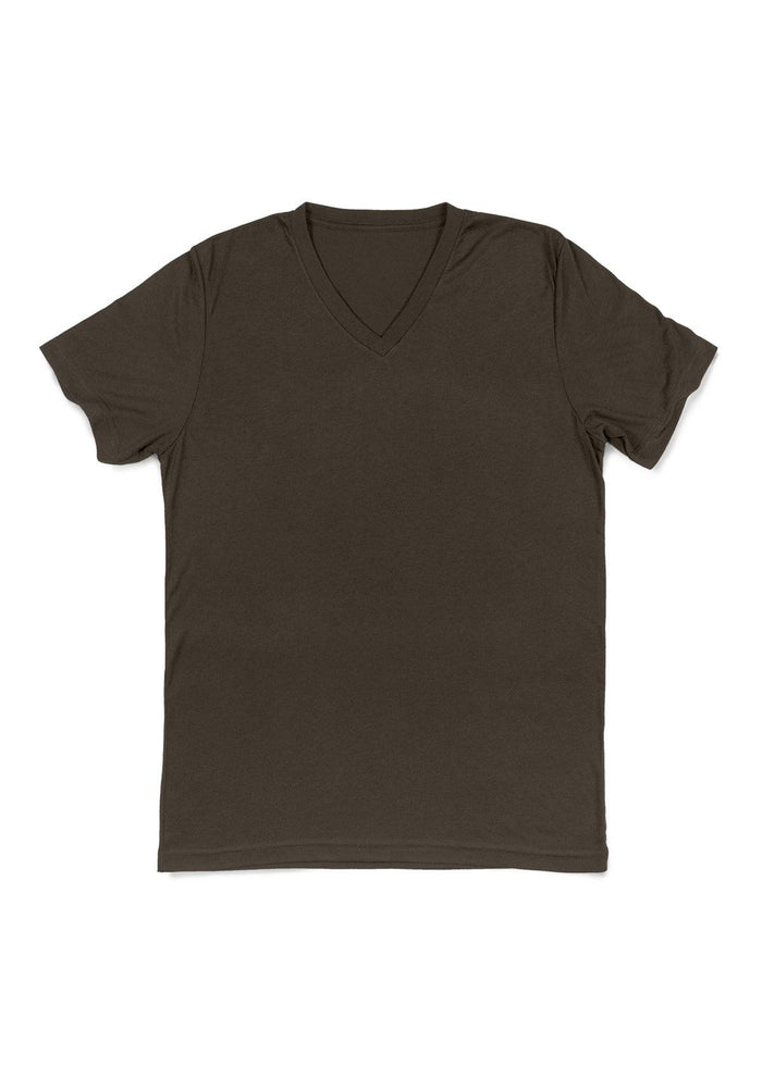 mens gray asphalt classic fit t-shirt short sleeve v- neck airlume cotton front flat image
