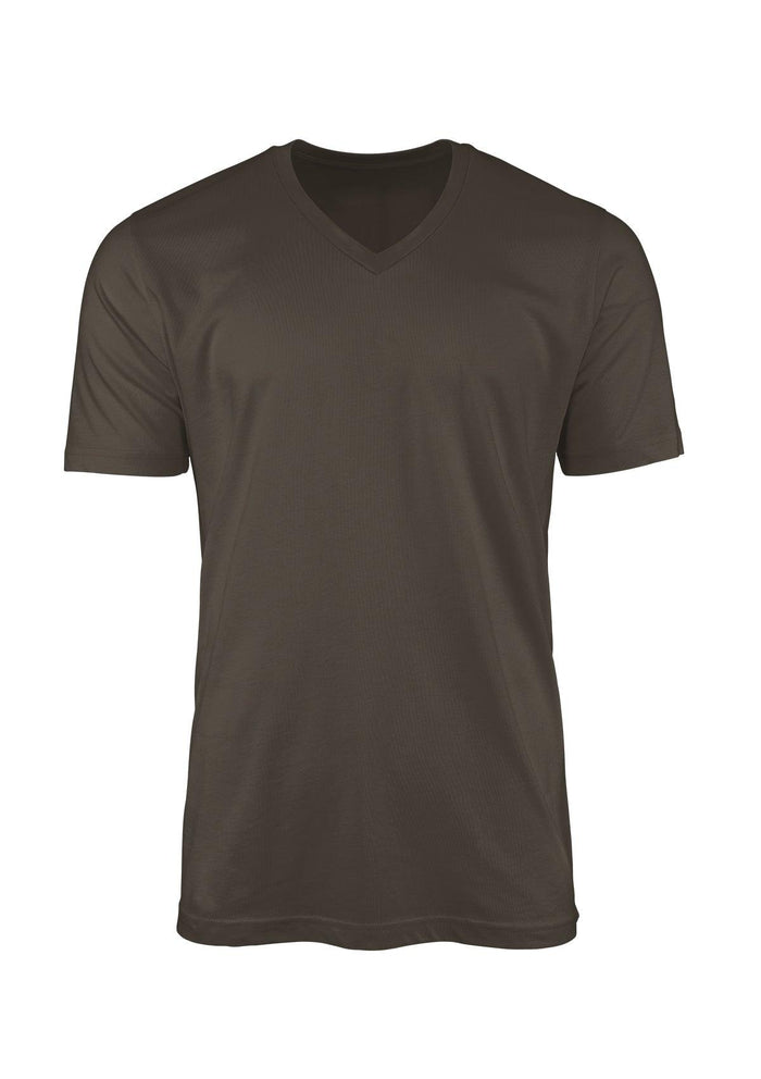 mens gray asphalt classic fit t-shirt short sleeve v- neck airlume cotton front 3D image