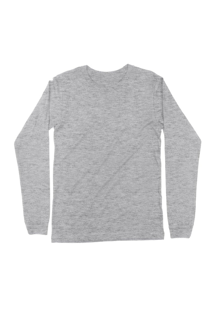 mens heather gray classic fit t-shirt long sleeve crew neck heather airlume cotton flat front image
