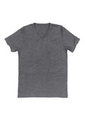 mens heather gray classic fit t-shirt short sleeve v-neck airlume cotton flat front image